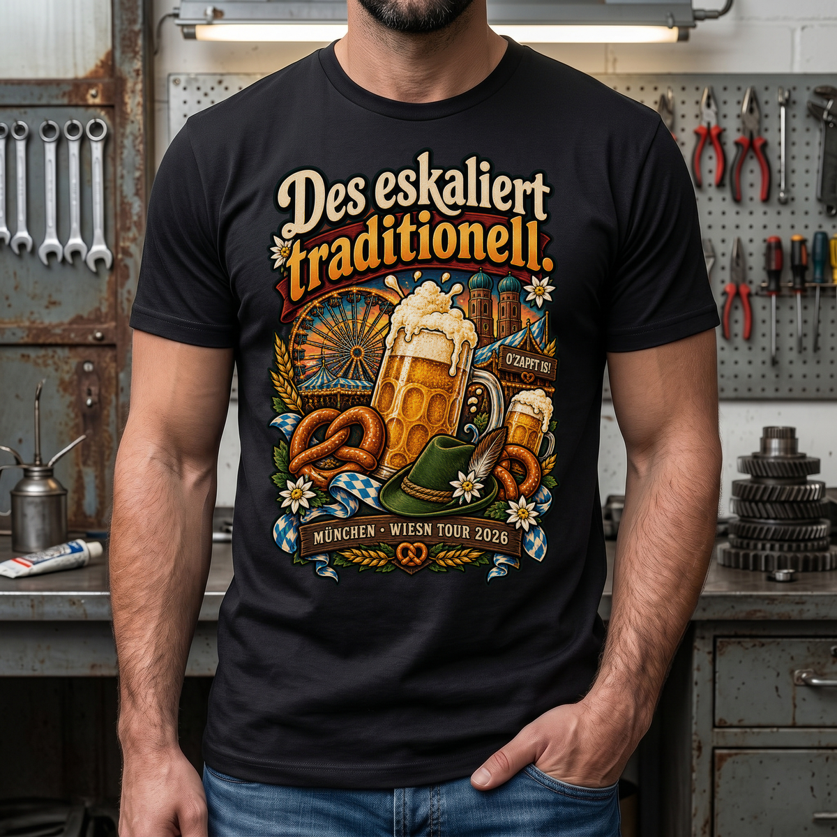 Des eskaliert traditionell T-Shirt Oktoberfest Wiesn Tour 2026 München Bier Festzelt Geschenk Herren Damen