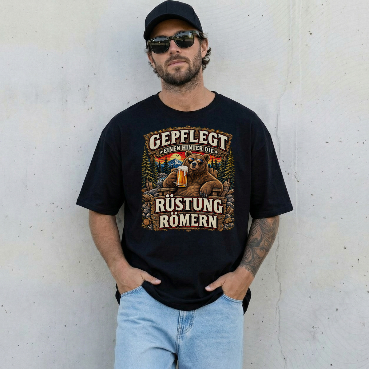 Gepflegt Einen Hinter Die Rüstung Römern T-Shirt lustig Bär Bier Shirt Herren Wikinger Mittelalter Geschenk