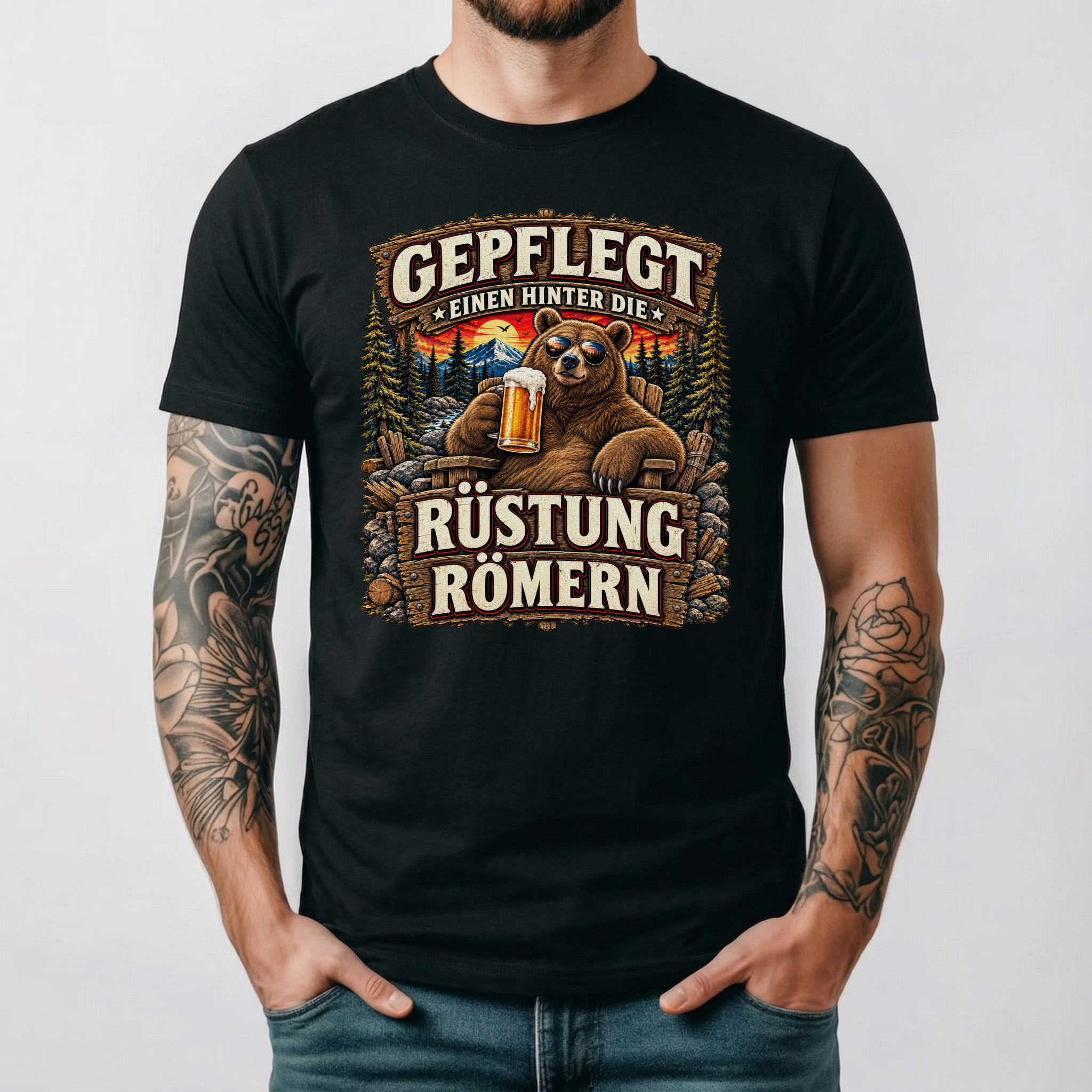 Gepflegt Einen Hinter Die Rüstung Römern T-Shirt lustig Bär Bier Shirt Herren Wikinger Mittelalter Geschenk