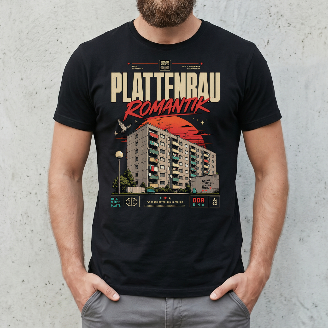Plattenbach Romantik T-Shirt | Retro 90er Grafikdruck | Oversized Unisex