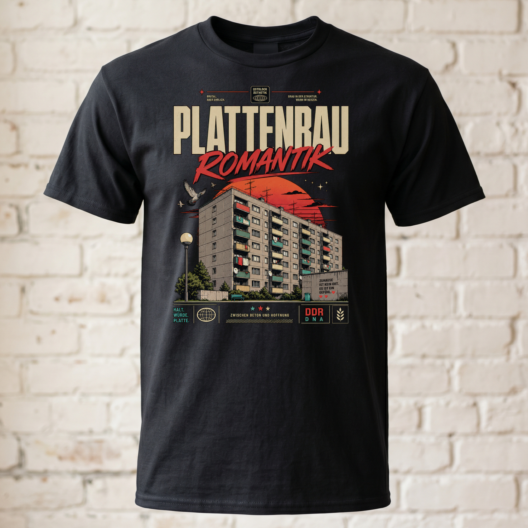 Plattenbach Romantik T-Shirt | Retro 90er Grafikdruck | Oversized Unisex