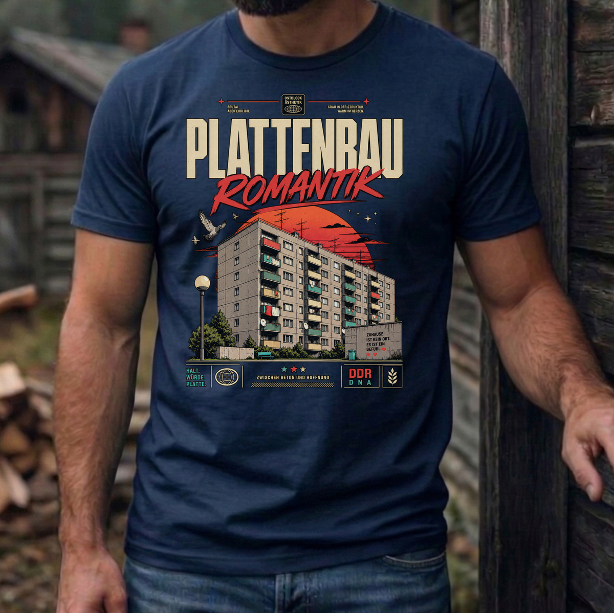 Plattenbach Romantik T-Shirt | Retro 90er Grafikdruck | Oversized Unisex