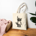 Rock Waschbär Jutebeutel Schwarz – Lustiger Stoffbeutel mit Metal & Rock 'n' Roll Motiv – Baumwolltasche für Festivals, Einkäufe & Alltag