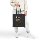 "Bad Cat" Lustiger Jutebeutel mit Katze im Hoodie & Mittelfinger – Witzige Baumwolltasche – Edgy Streetwear Stoffbeutel Schwarz