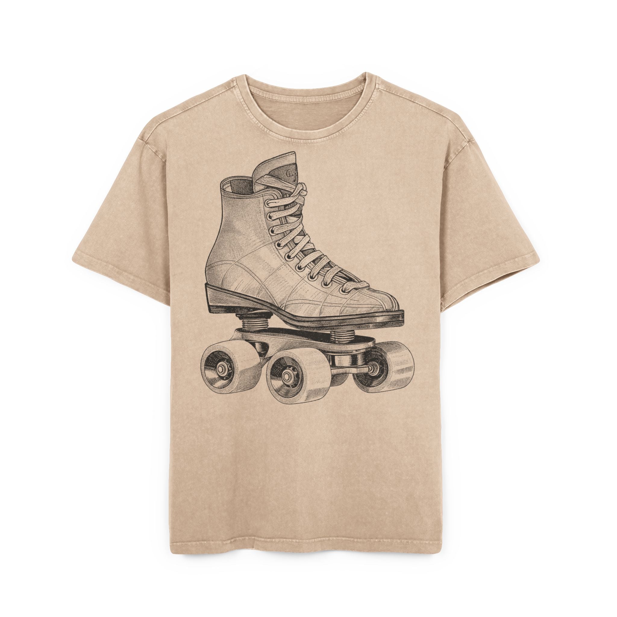 Vintage Roller Skate Heavy Oversized T-Shirt | Retro 70s Quad Skates Graphic Tee, Rollschuh Skater Girl Shirt Frau, Acid Wash Streetwear