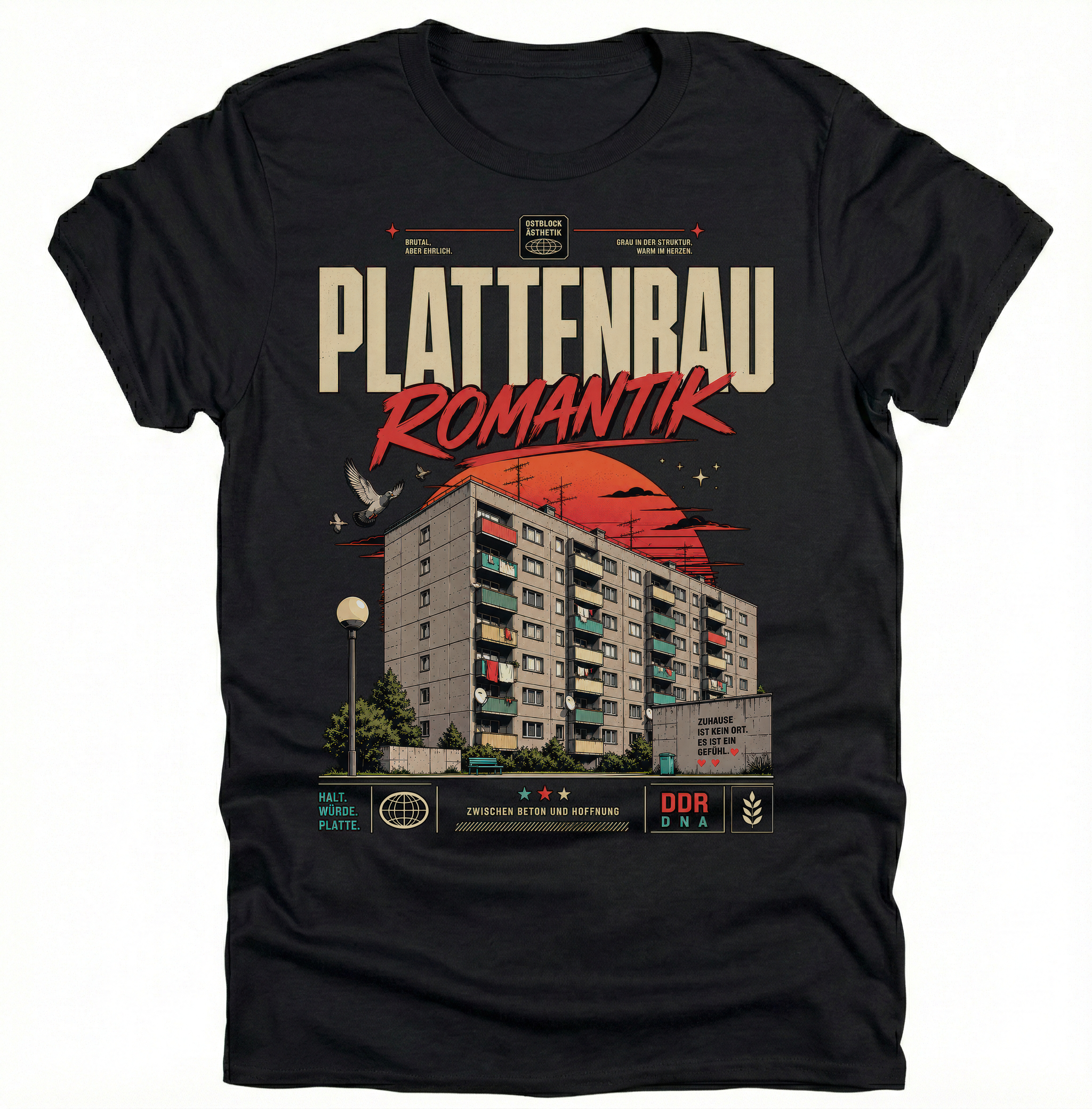 Plattenbach Romantik T-Shirt | Retro 90er Grafikdruck | Oversized Unisex