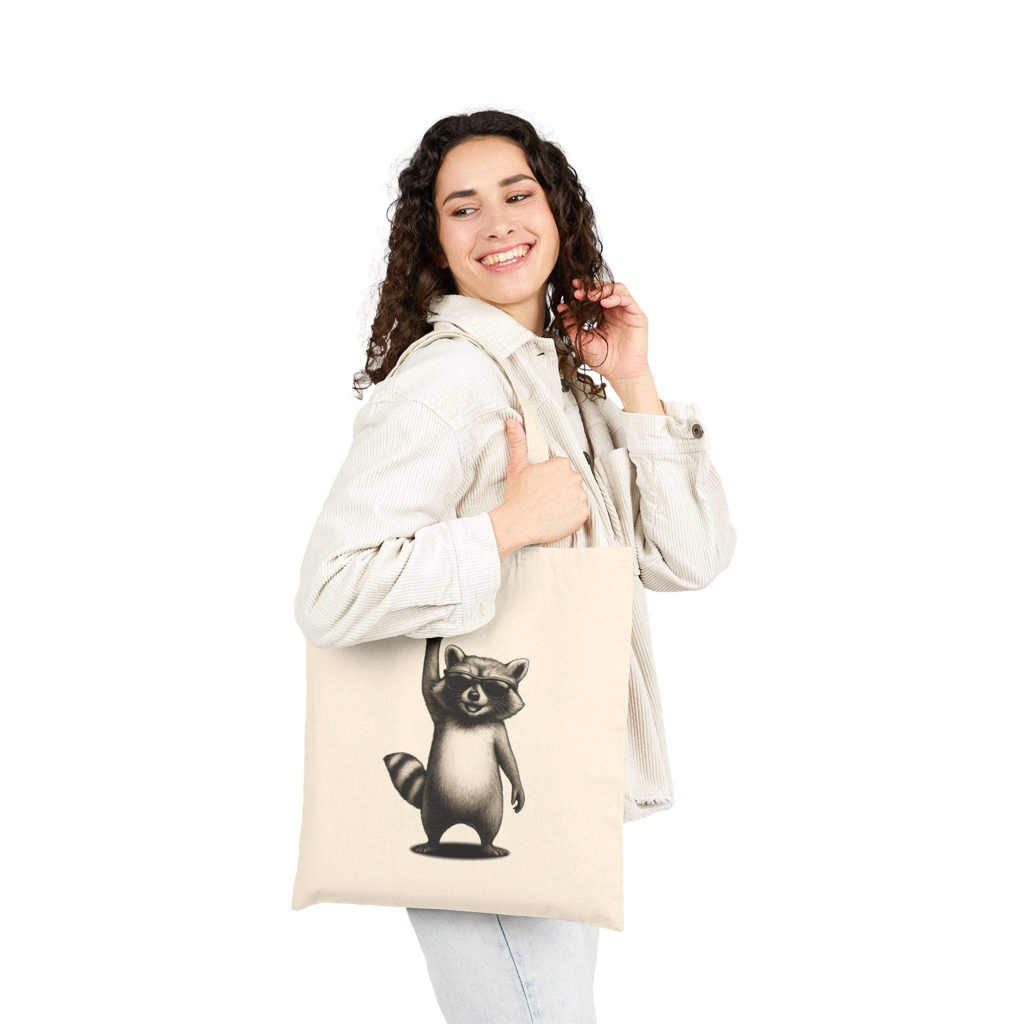 Rock Waschbär Jutebeutel Schwarz – Lustiger Stoffbeutel mit Metal & Rock 'n' Roll Motiv – Baumwolltasche für Festivals, Einkäufe & Alltag