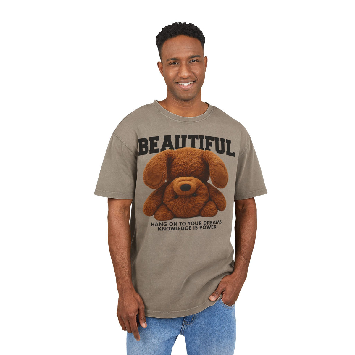 Beautiful Teddy Bear Heavy Oversized T-Shirt | Aesthetic Streetwear Vintage Tee, Cute Graphic Shirt, Motivations-Spruch Skater Geschenk