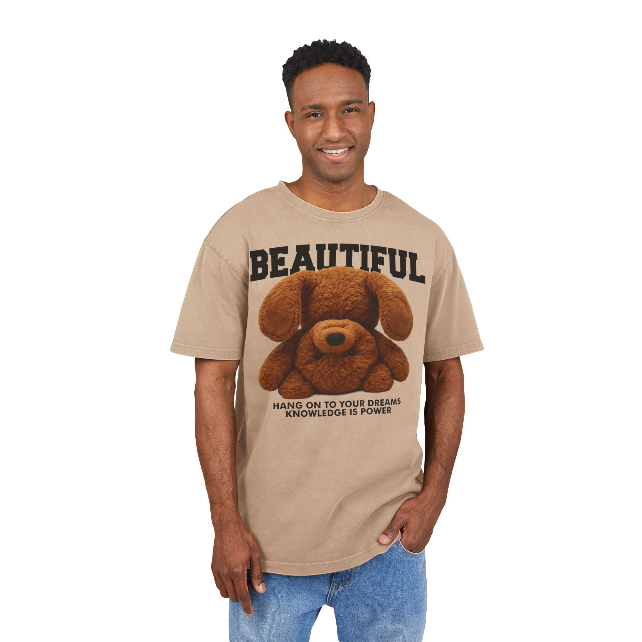 Beautiful Teddy Bear Heavy Oversized T-Shirt | Aesthetic Streetwear Vintage Tee, Cute Graphic Shirt, Motivations-Spruch Skater Geschenk