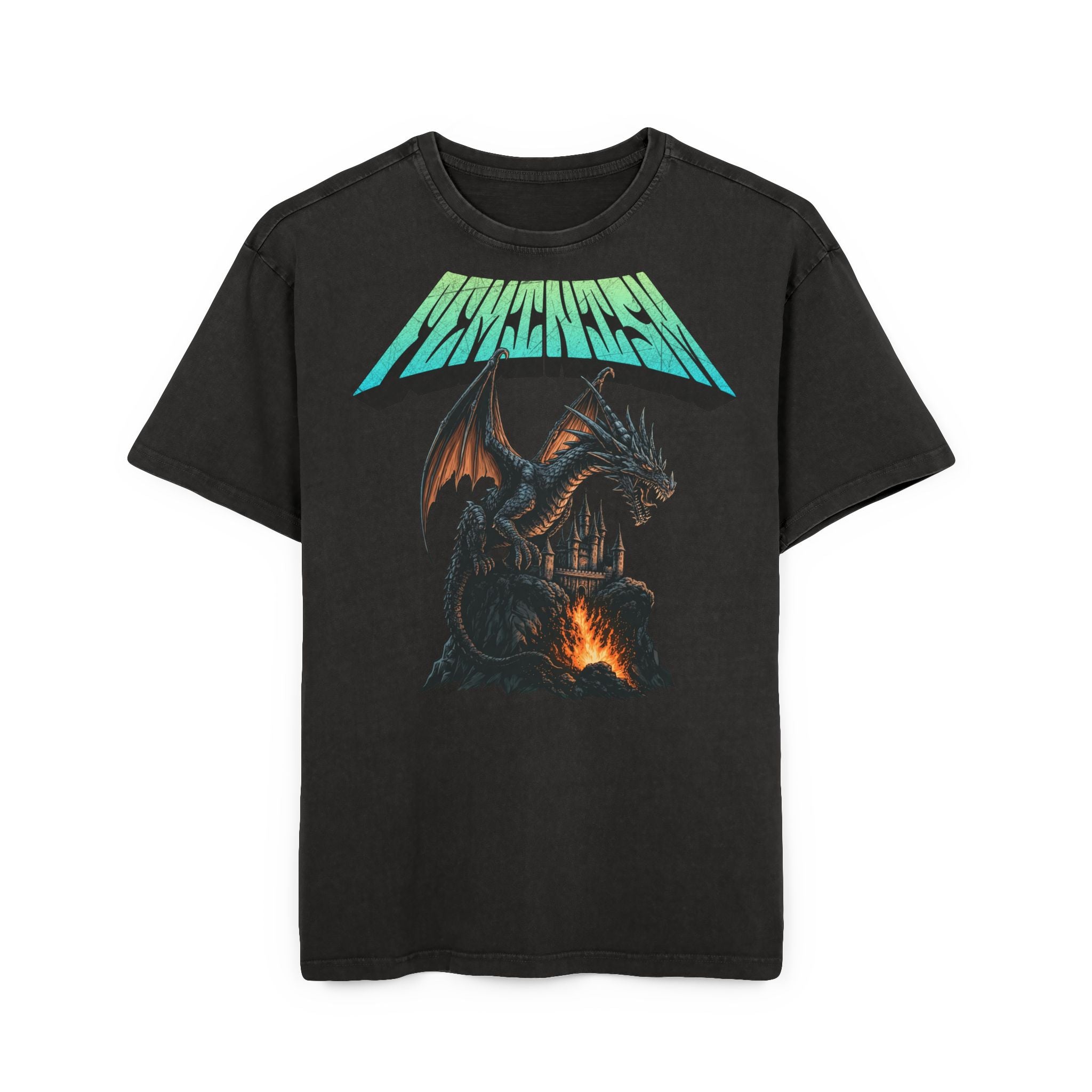 Feminism Dragon Heavy Metal T-Shirt – Vintage Mineral Washed Shirt mit Drachen Motiv