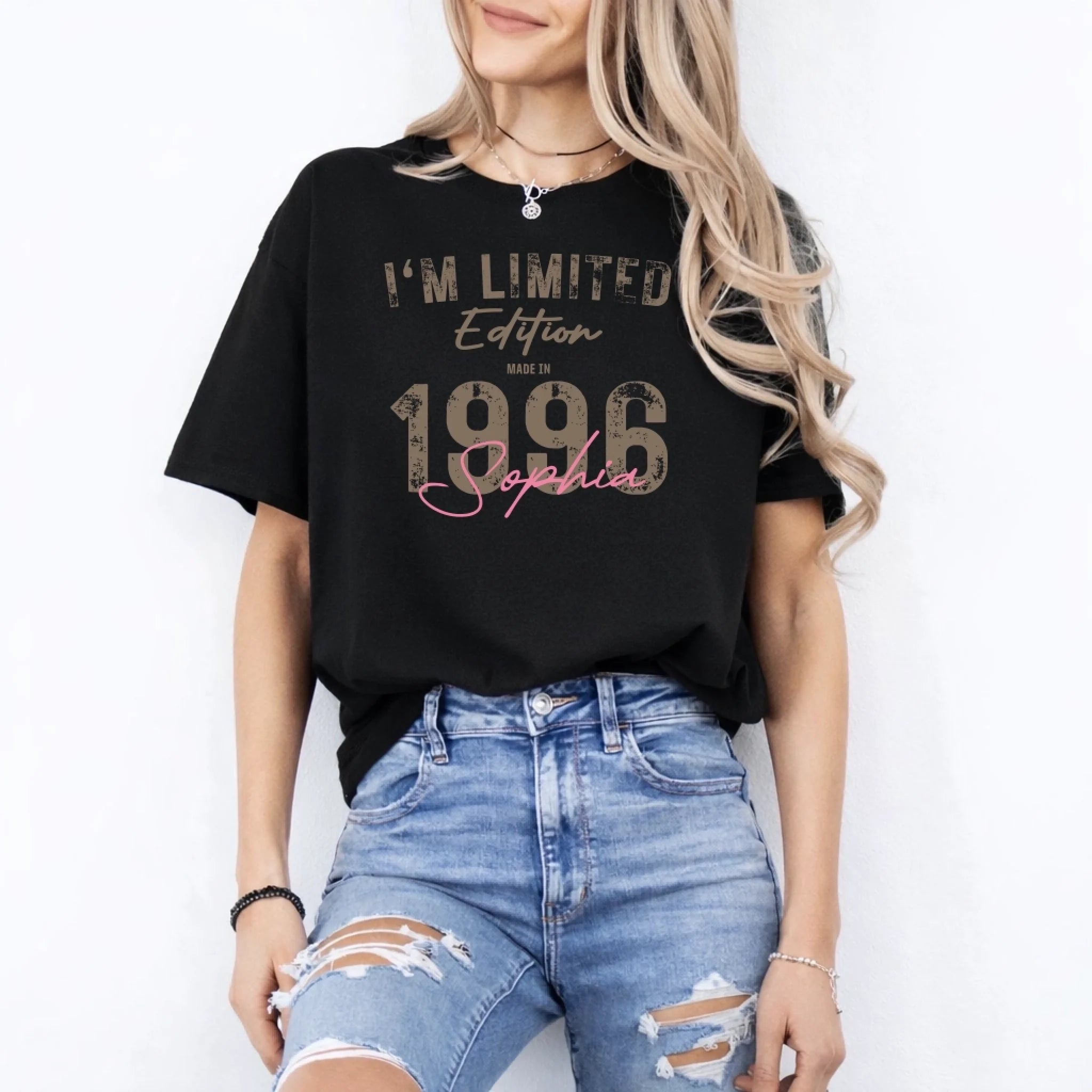 Limited Edition 1996 – Personalisiertes Geburtstags Hoodie, Sweatshirt oder Shirt – Jahrgang Geschenk für Frauen - pure|custom.