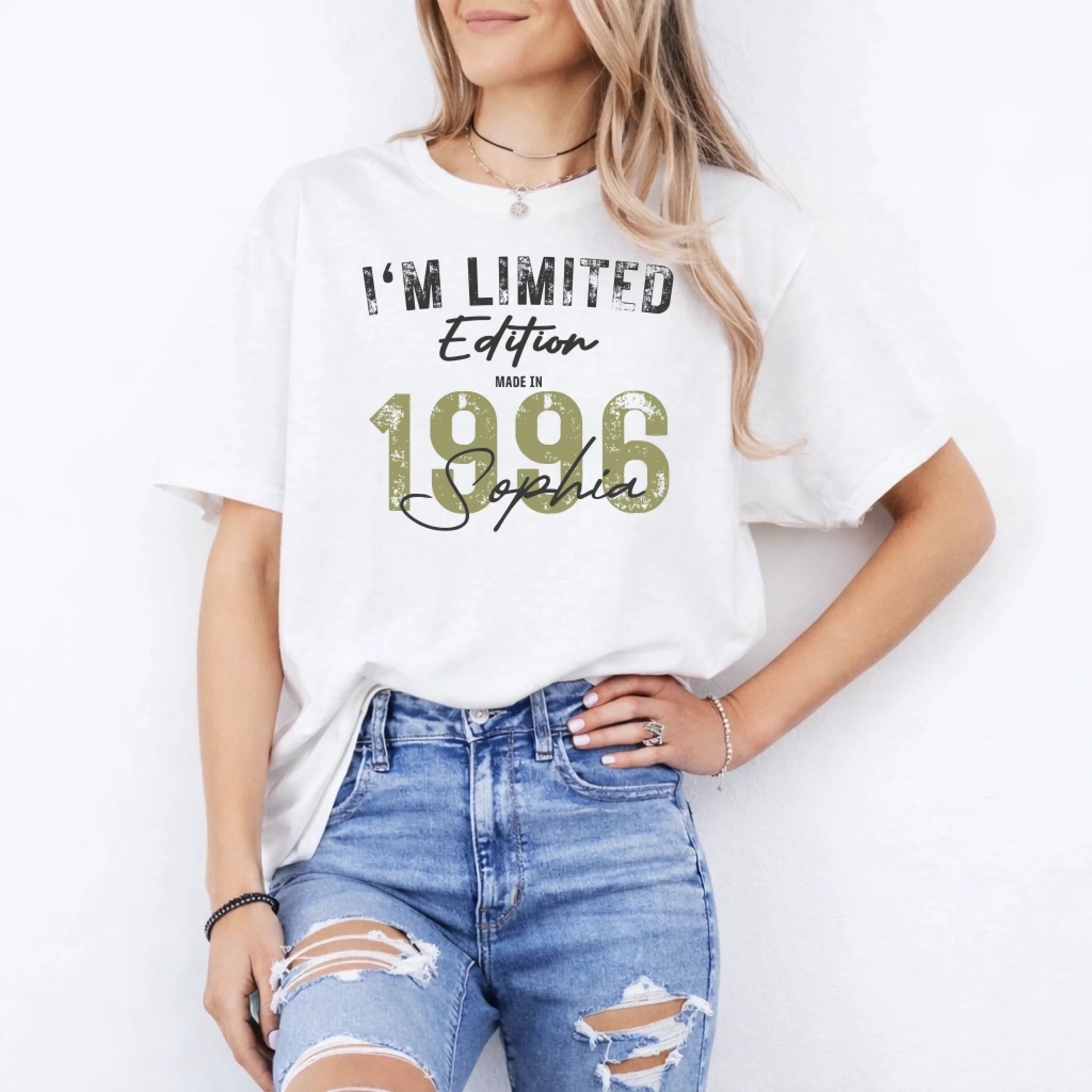Limited Edition 1996 – Personalisiertes Geburtstags Hoodie, Sweatshirt oder Shirt – Jahrgang Geschenk für Frauen - pure|custom.