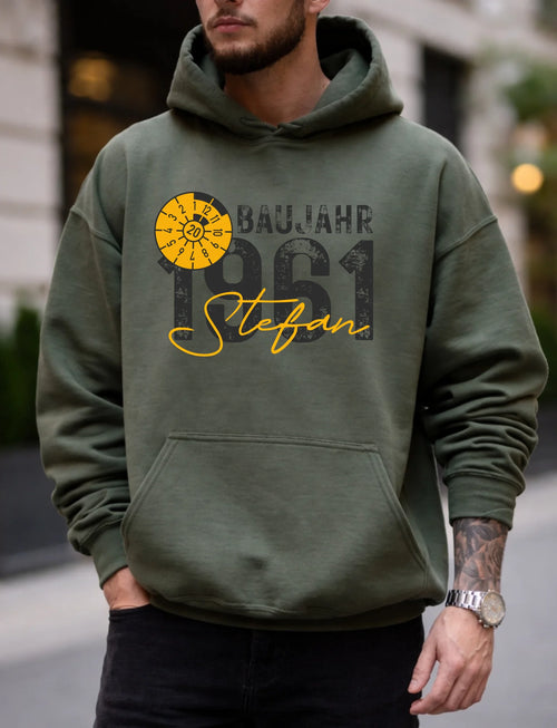 18. Geburtstag Geschenk Mann – Baujahr 2008 personalisiert mit Name, Mechaniker TÜV Plakette, T-Shirt Hoodie Sweatshirt - pure|custom.