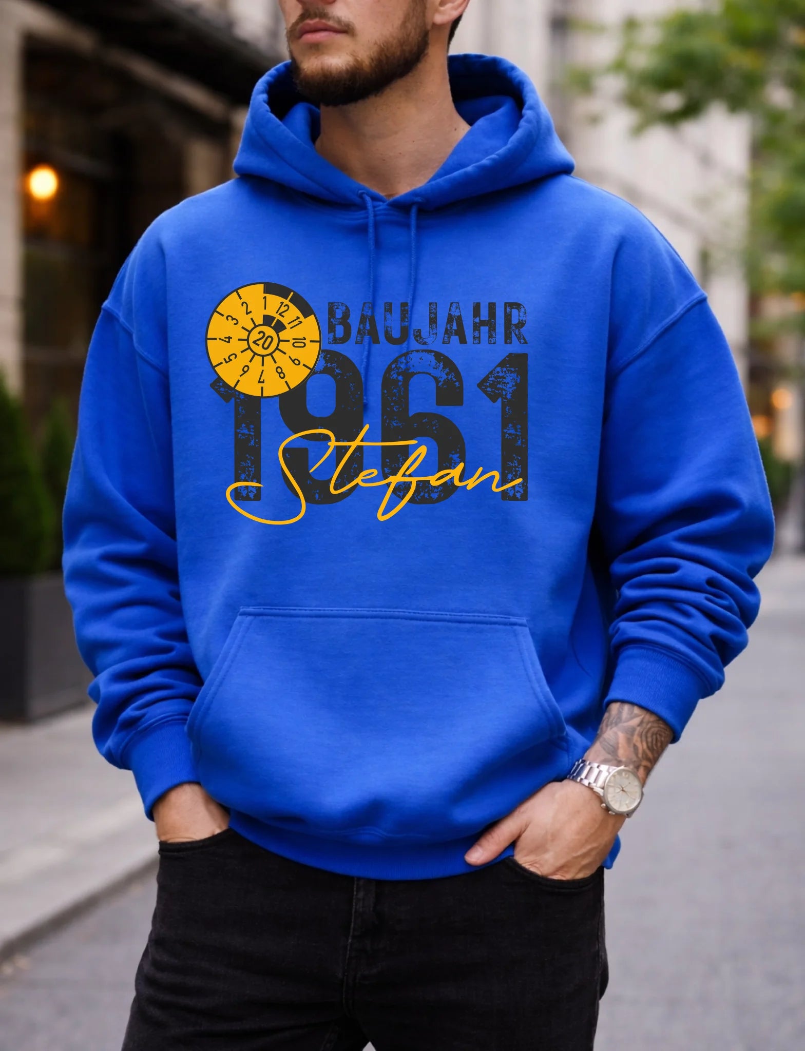 18. Geburtstag Geschenk Mann – Baujahr 2008 personalisiert mit Name, Mechaniker TÜV Plakette, T-Shirt Hoodie Sweatshirt - pure|custom.