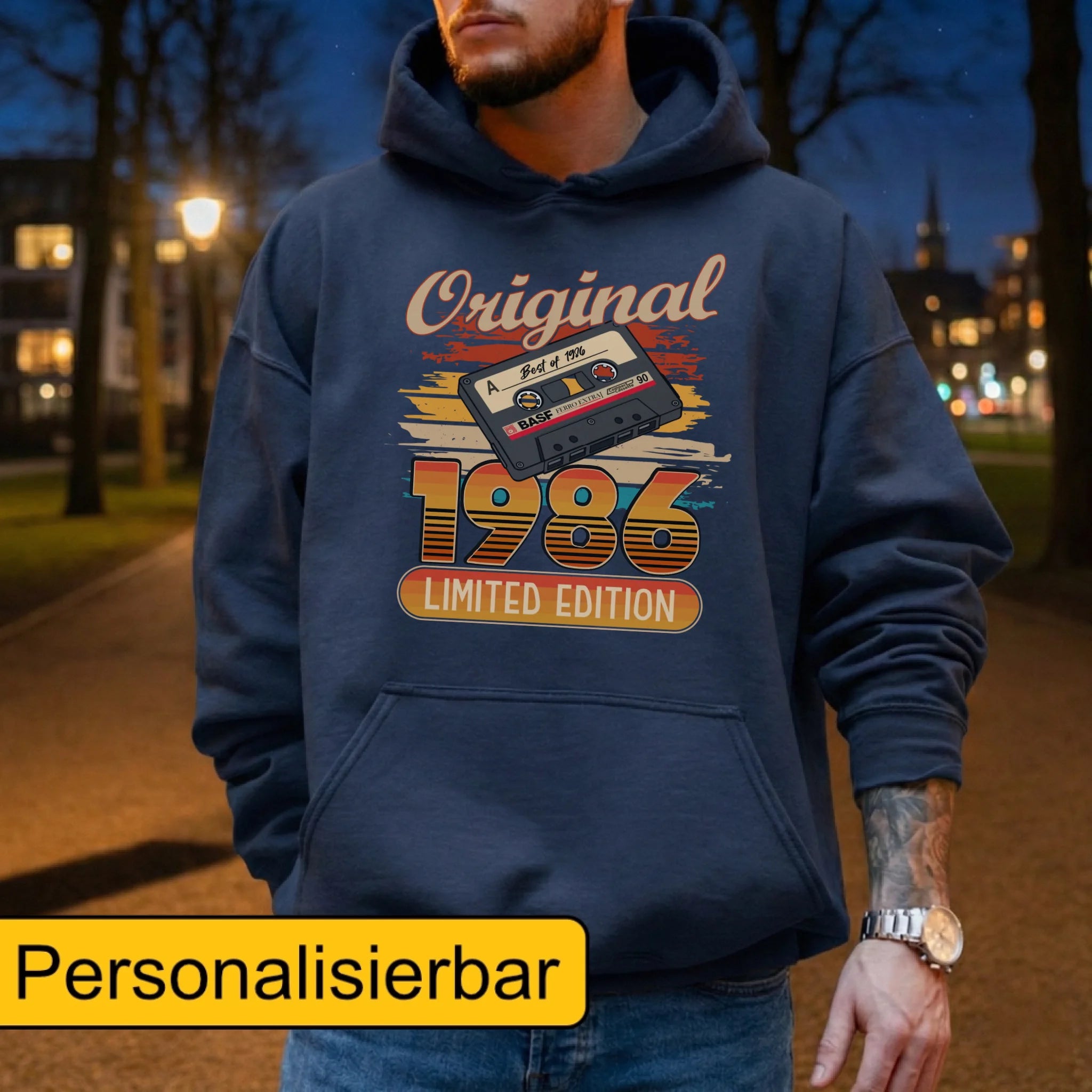 40. Geburtstag Geschenk 1986 Personalisiert Name Vintage Kassette T-Shirt Hoodie Sweatshirt Männer Frauen Original Limited Edition 40 Jahre - pure|custom.