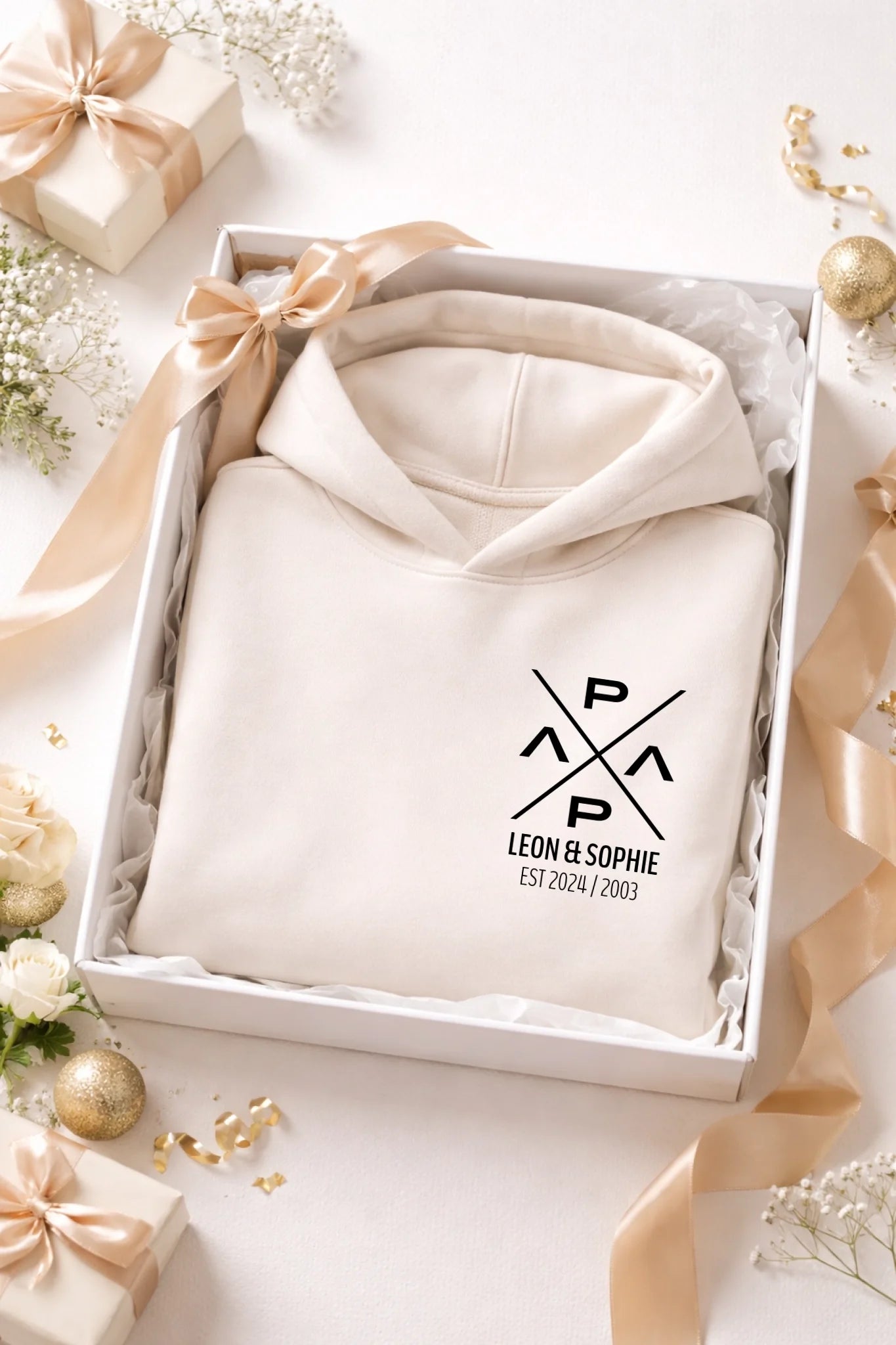 PapaPrint Personalisierter Papa Hoodie Sweatshirt T-Shirt Geschenk Vatertag Kinder Namen Wunschjahr - Vatertag Geschenk - pure|custom.