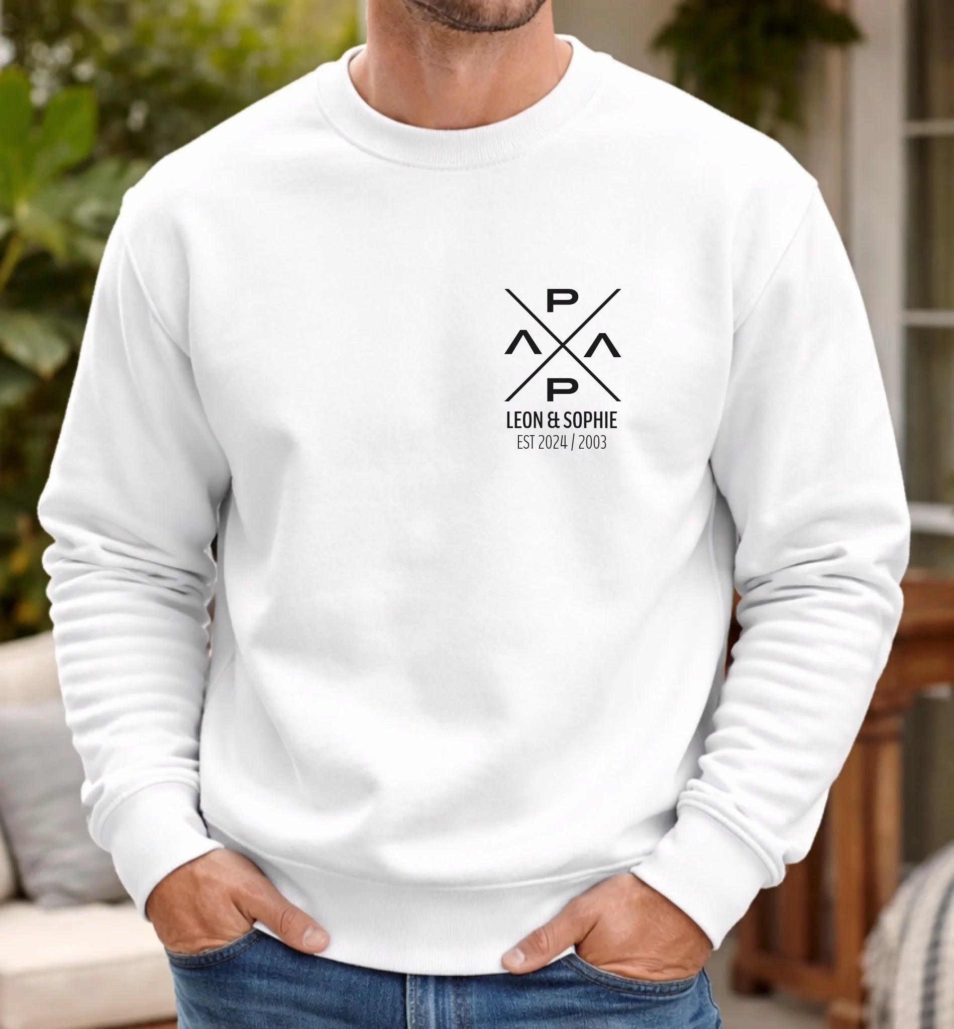 PapaPrint Personalisierter Papa Hoodie Sweatshirt T-Shirt Geschenk Vatertag Kinder Namen Wunschjahr - Vatertag Geschenk - pure|custom.