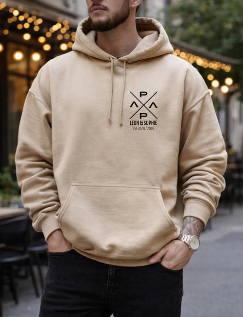 PapaPrint Personalisierter Papa Hoodie Sweatshirt T-Shirt Geschenk Vatertag Kinder Namen Wunschjahr - Vatertag Geschenk - pure|custom.