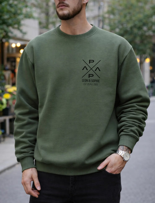 PapaPrint Personalisierter Papa Hoodie Sweatshirt T-Shirt Geschenk Vatertag Kinder Namen Wunschjahr - Vatertag Geschenk - pure|custom.