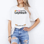 Geburtstag Gästebuch Shirt personalisierbar – „Wir waren dabei“ – Mitmach - Geschenk für Frauen – 40. Geburtstag Outfit – Weißes T-Shirt Cocktails - pure|custom.