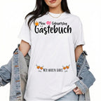 Geburtstag Gästebuch Shirt personalisierbar – „Wir waren dabei“ – Mitmach - Geschenk für Frauen – 40. Geburtstag Outfit – Weißes T-Shirt Cocktails - pure|custom.