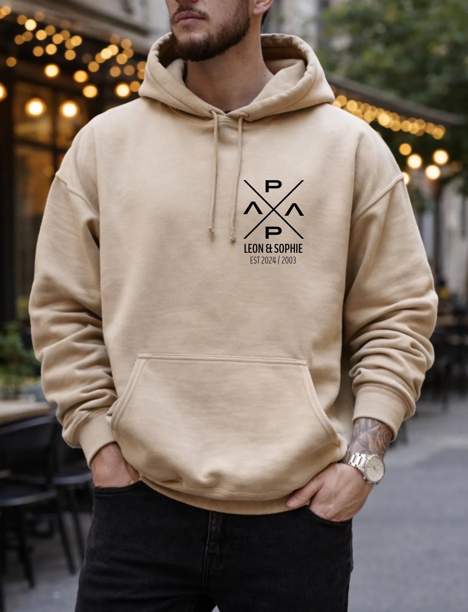 PapaPrint Hoodie personalisiert mit Name & Jahr | Vater Geschenk, Vatertag, werdender Papa Ankündigung, Sweatshirt - pure|custom.