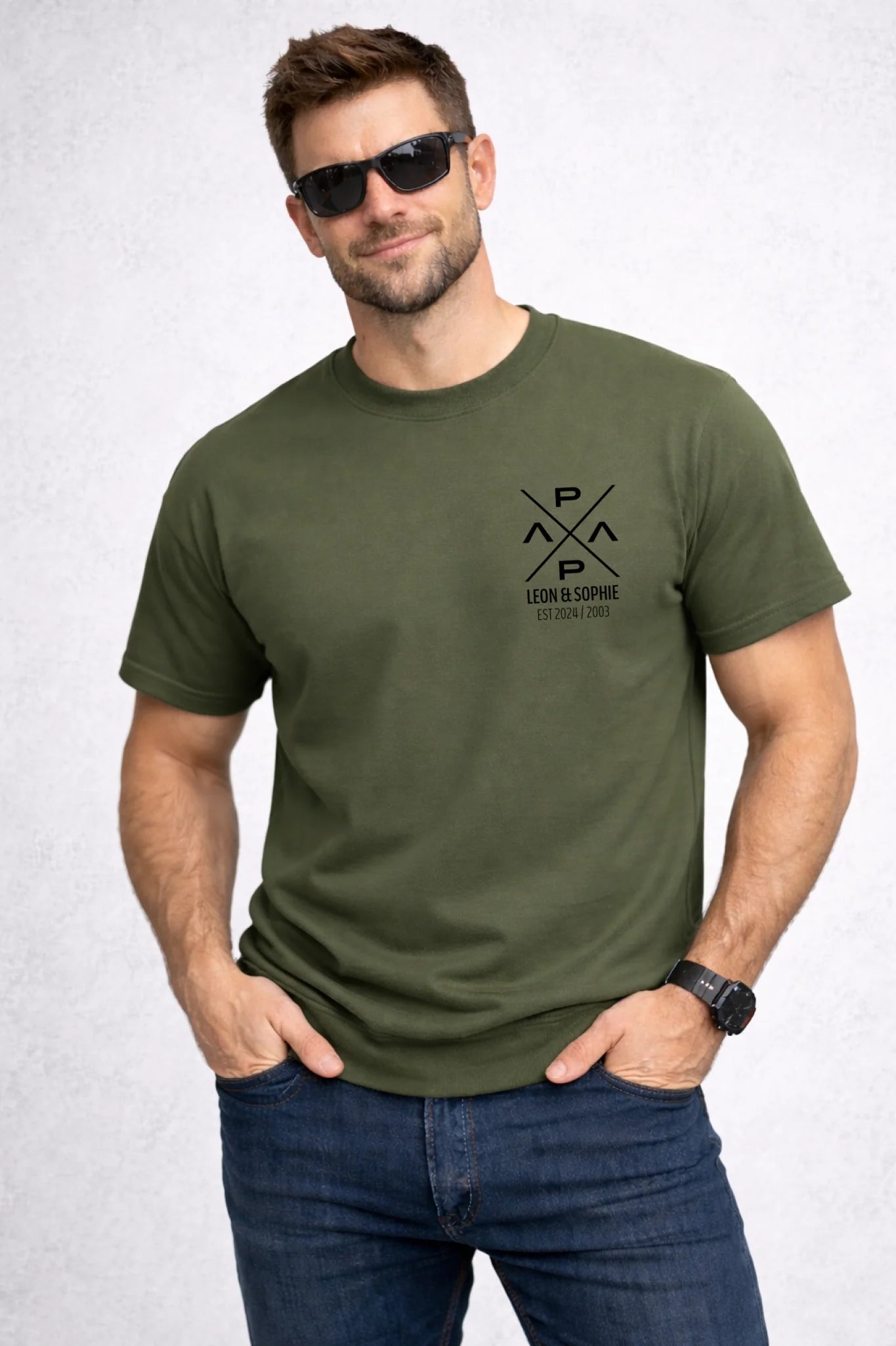 PapaPrint Hoodie personalisiert mit Name & Jahr | Vater Geschenk, Vatertag, werdender Papa Ankündigung, Sweatshirt - pure|custom.