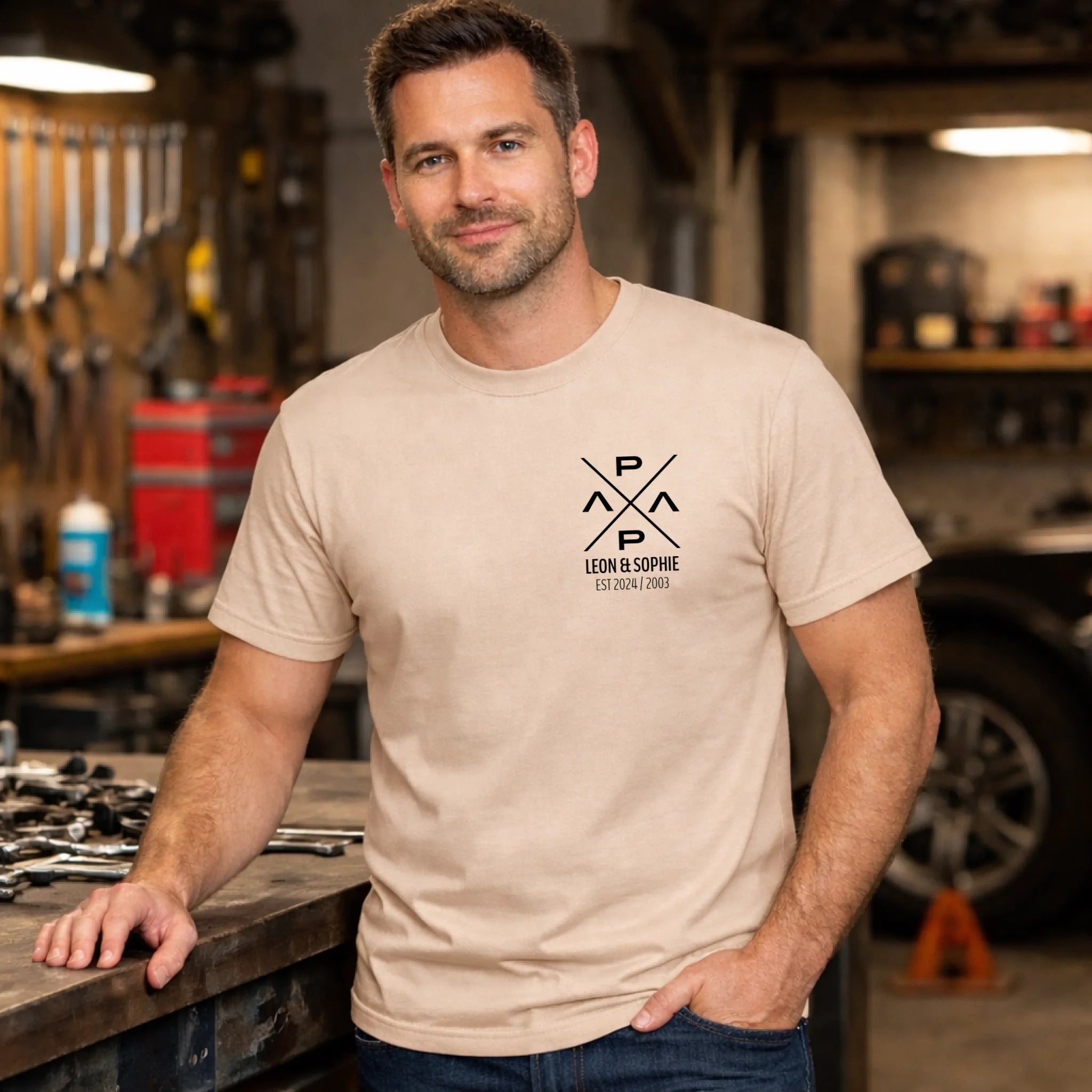 PapaPrint Hoodie personalisiert mit Name & Jahr | Vater Geschenk, Vatertag, werdender Papa Ankündigung, Sweatshirt - pure|custom.