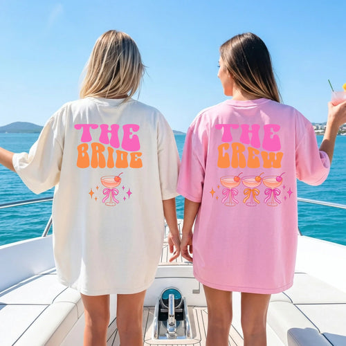 Personalisiertes JGA T-Shirt 'The Crew' oder 'The Bride' | Retro Cocktail Look