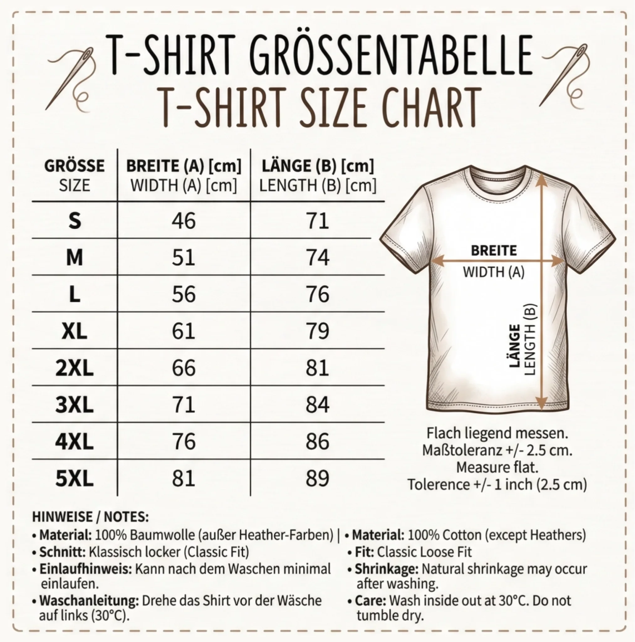 G5000 Größentabelle