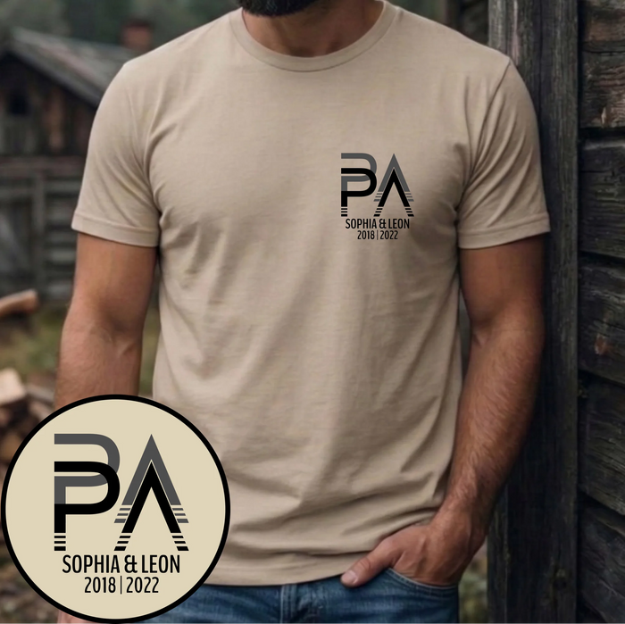 Personalisiertes „Papa“ T-Shirt – Minimalistisches Design mit Namen & Geburtsjahren