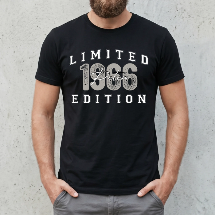 60. Geburtstag Geschenk Männer 1966 T-Shirt Personalisiert Name Limited Edition Vintage Look Wunschjahr Herren Shirt 60 Jahre Original