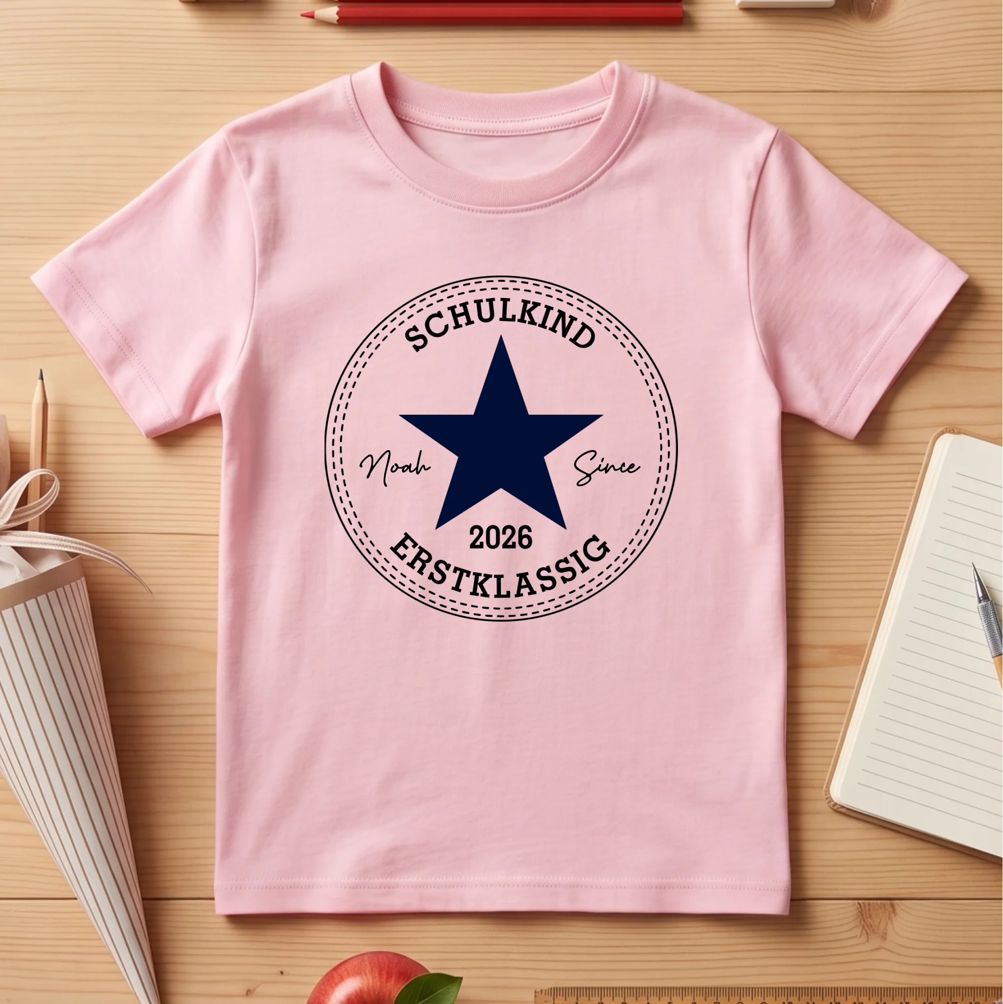 Kinder Shirt Schulanfang pink