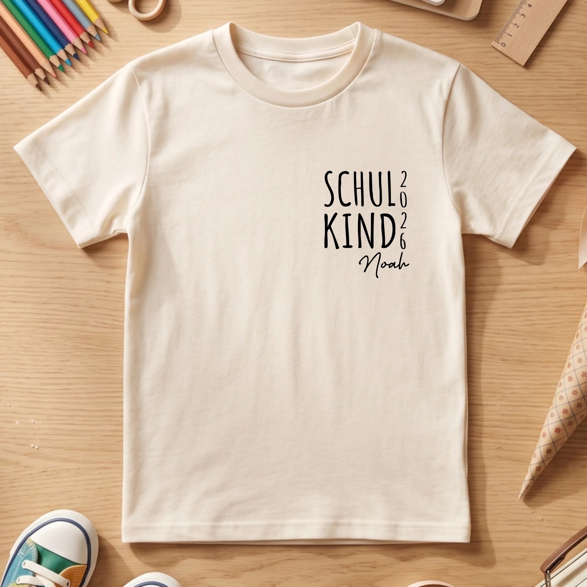 Kinder Shirt Schulanfang Sand