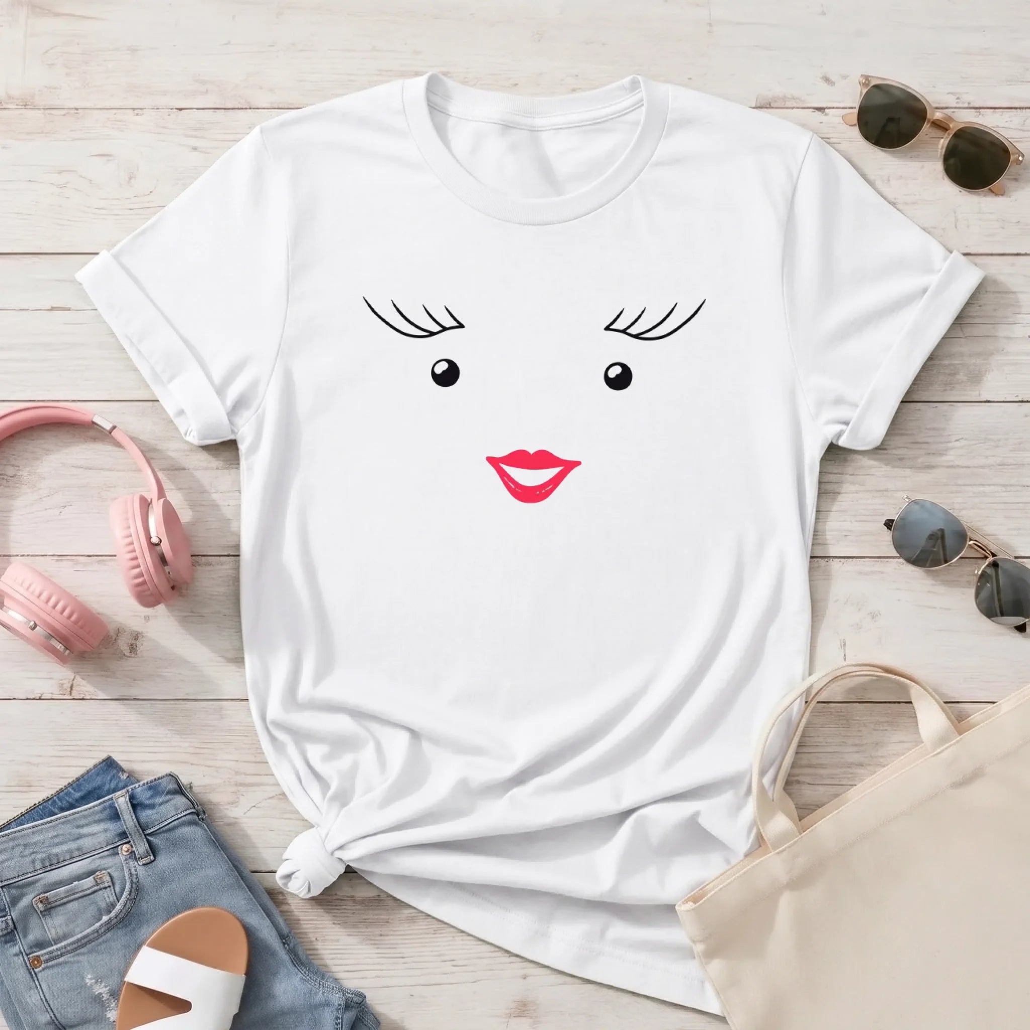 T-Shirt Flat Lay Weiß Mockup