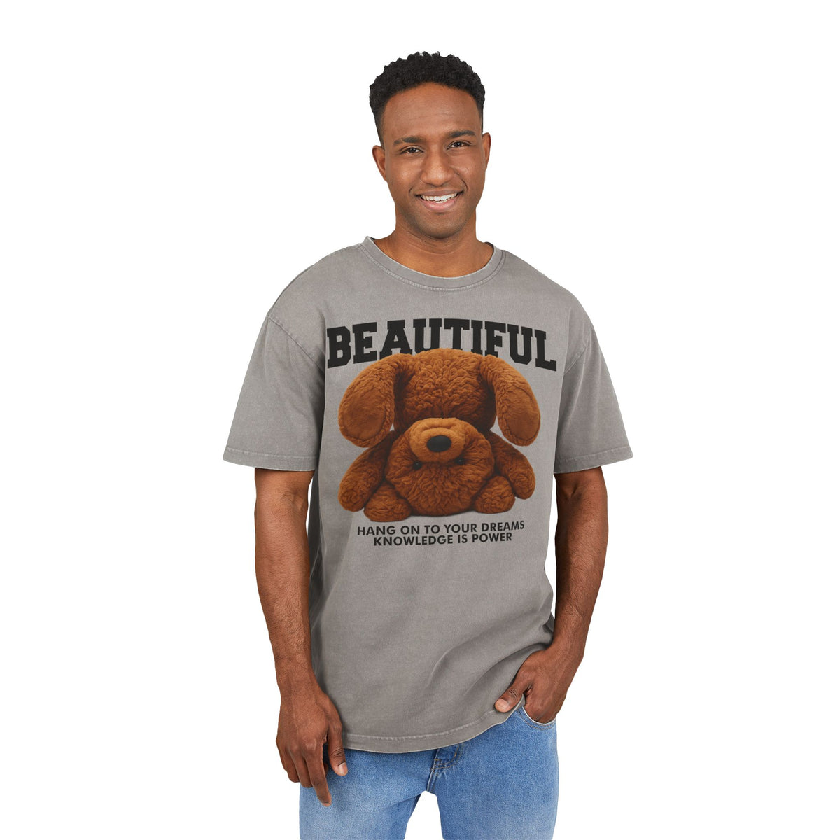 Beautiful Teddy Bear Heavy Oversized T-Shirt | Aesthetic Streetwear Vintage Tee, Cute Graphic Shirt, Motivations-Spruch Skater Geschenk