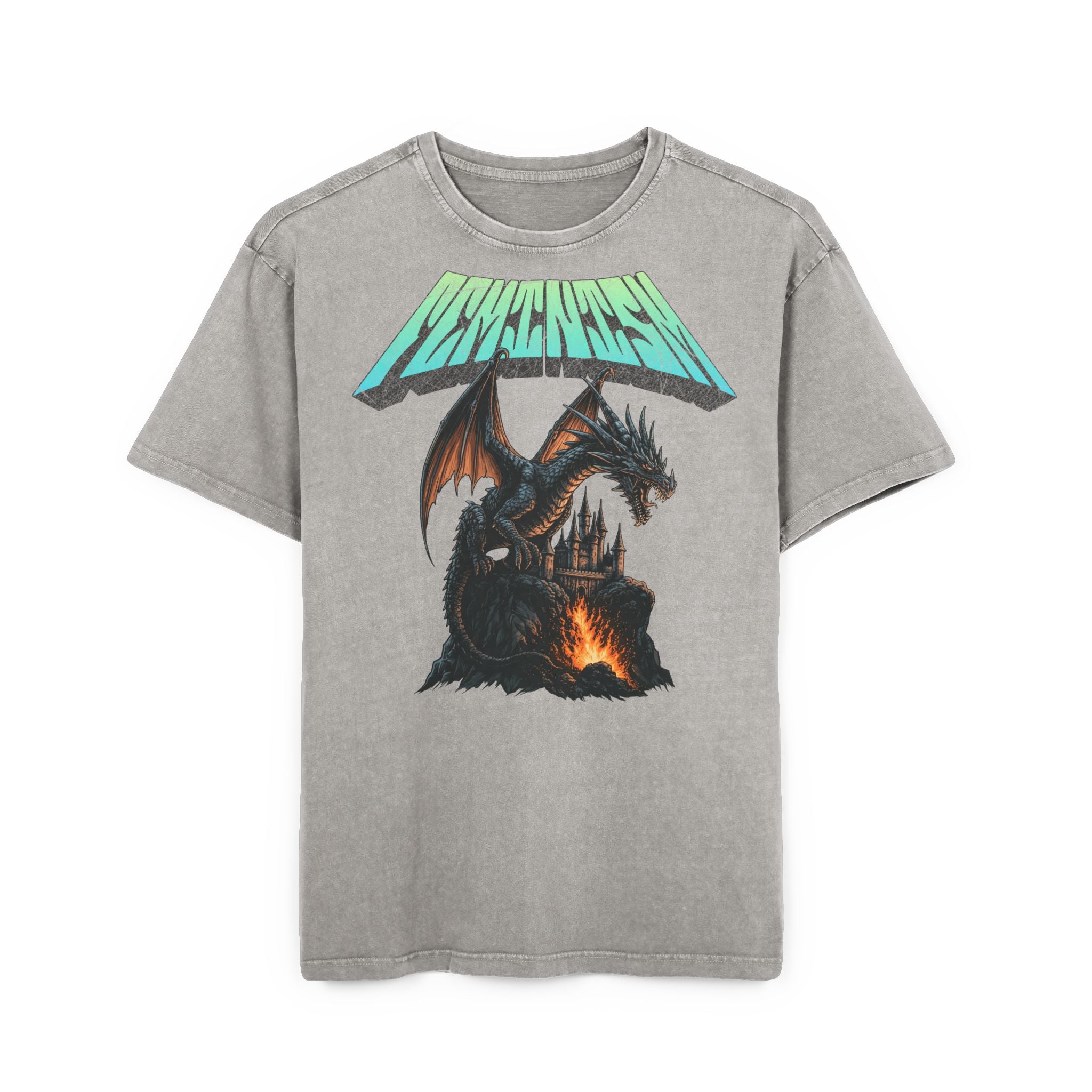 Feminism Dragon Heavy Metal T-Shirt – Vintage Mineral Washed Shirt mit Drachen Motiv