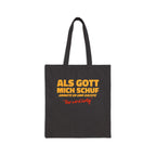 "Als Gott mich schuf..." Lustiger Jutebeutel mit Spruch – Witzige Baumwolltasche & Stoffbeutel – Humorvolle Geschenkidee Schwarz