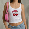 Stylisches Kirschen Rippstrick Crop Tank Top - Y2K Style