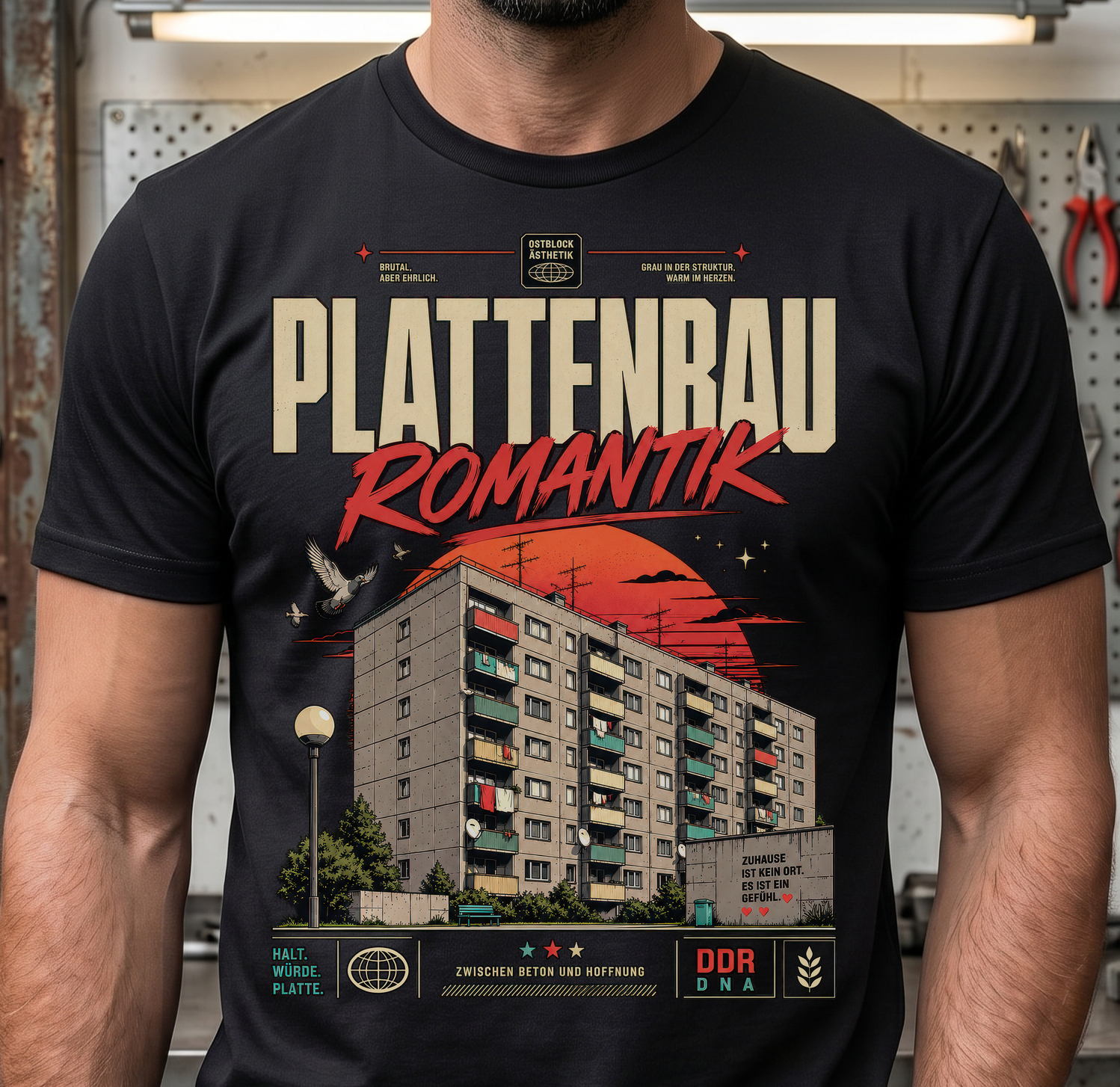 Plattenbach Romantik T-Shirt | Retro 90er Grafikdruck | Oversized Unisex