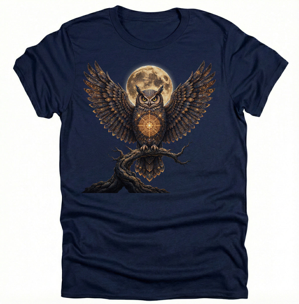 Mystisches Eule Mond T-Shirt Damen | Spirituelles Boho Design