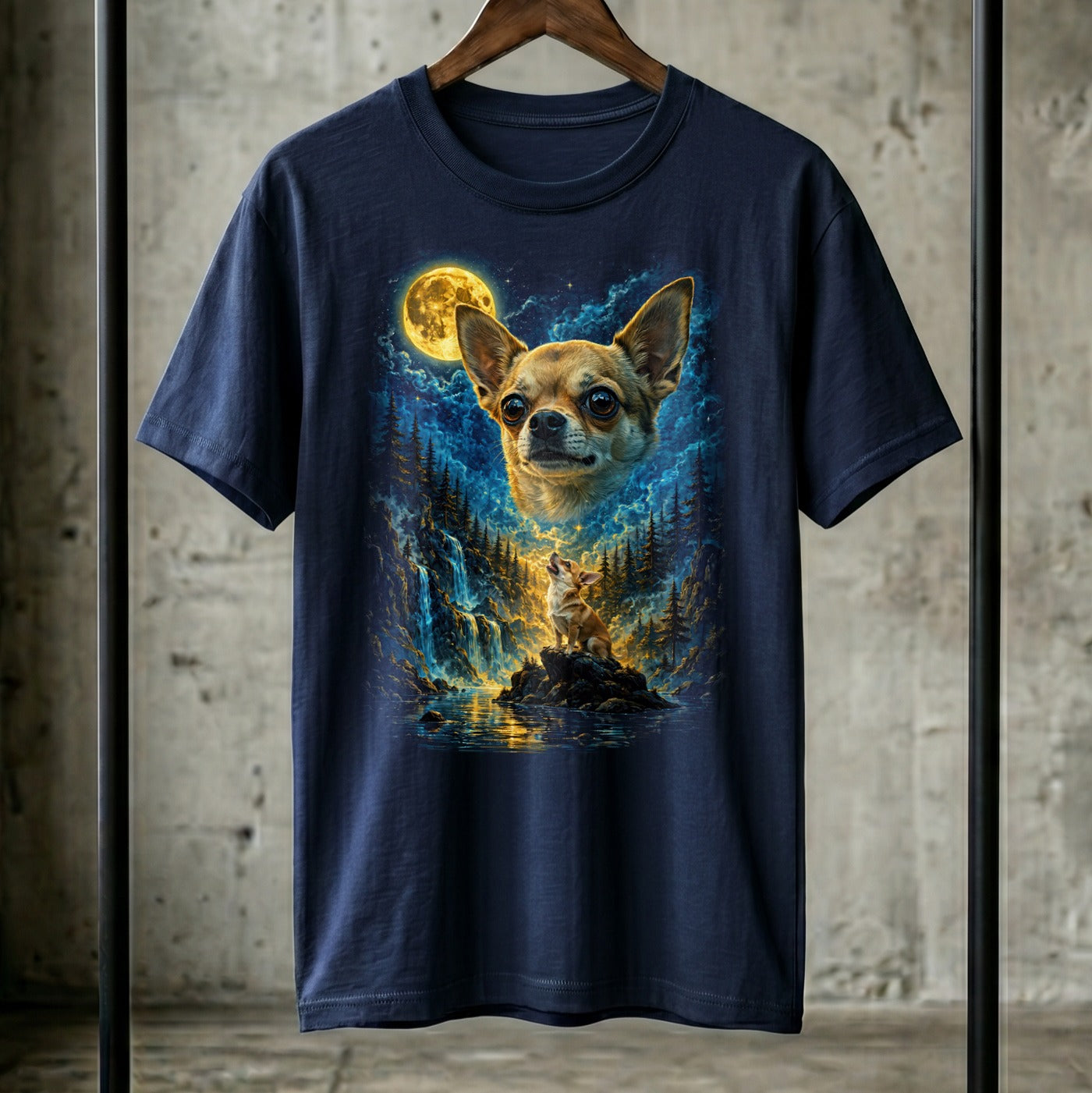 Chihuahua Mond Mystik T-Shirt Damen | Spirituelles Boho Design