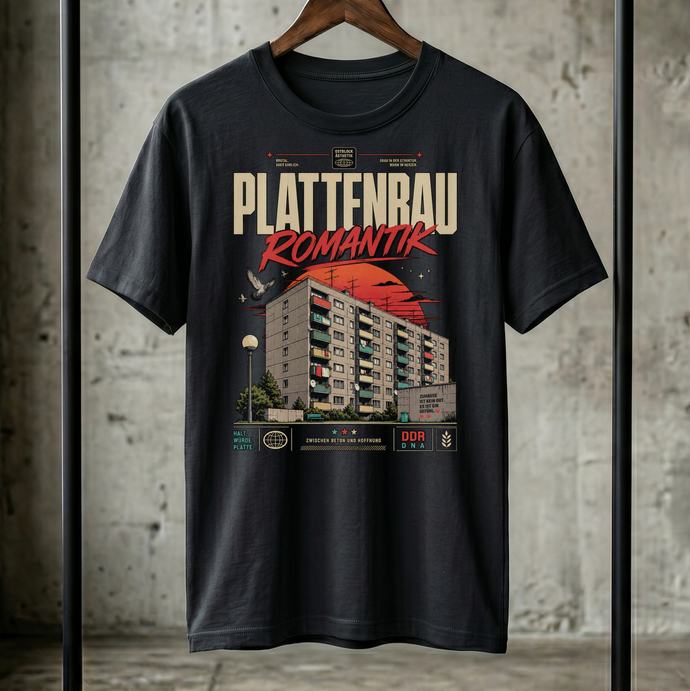 Plattenbach Romantik T-Shirt | Retro 90er Grafikdruck | Oversized Unisex