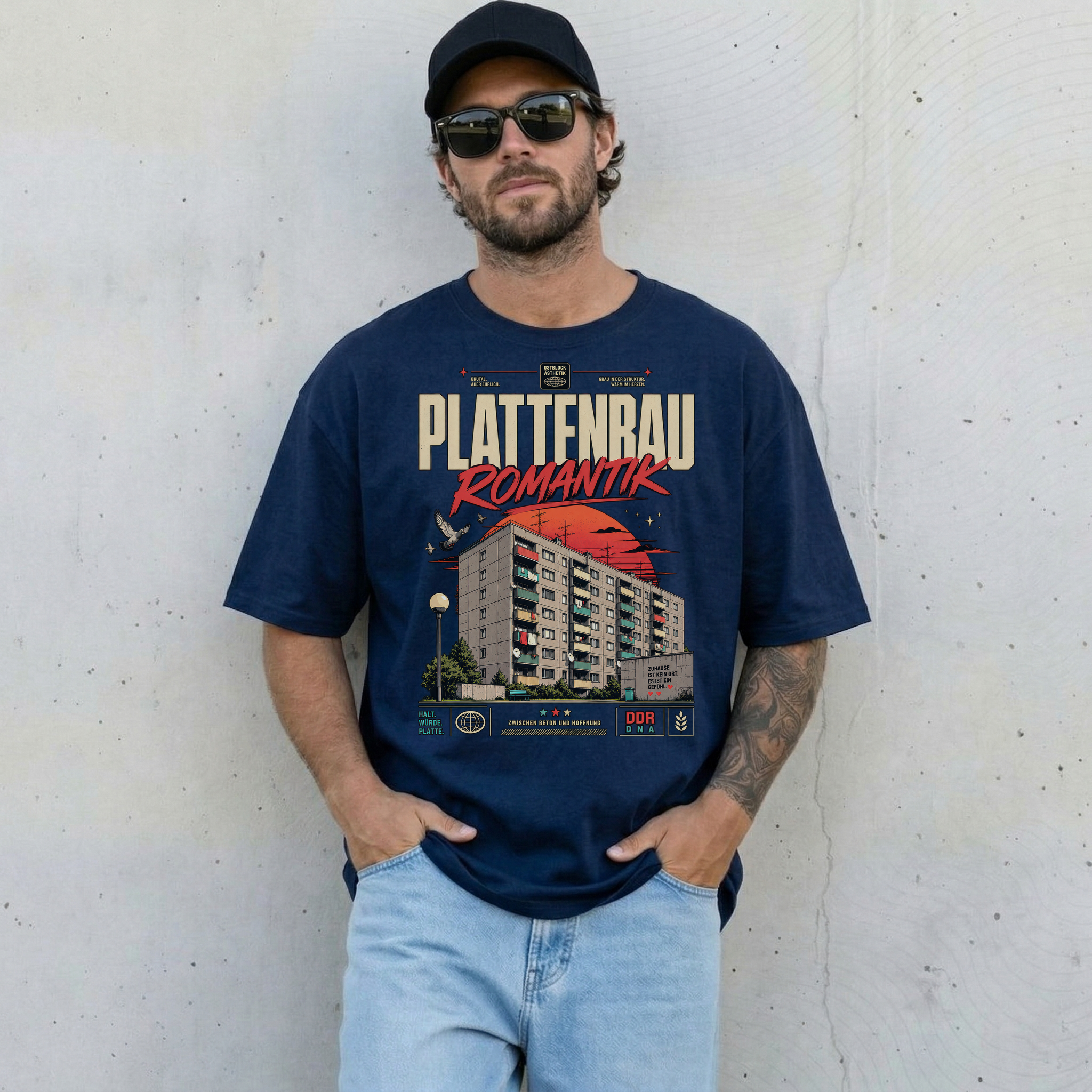 Plattenbach Romantik T-Shirt | Retro 90er Grafikdruck | Oversized Unisex