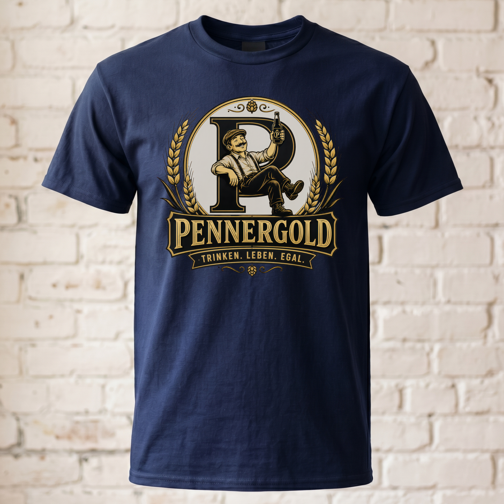 Pennergold T-Shirt Herren lustig Bier Trinken Leben Egal Funshirt Vintage Brauerei Party Geschenk