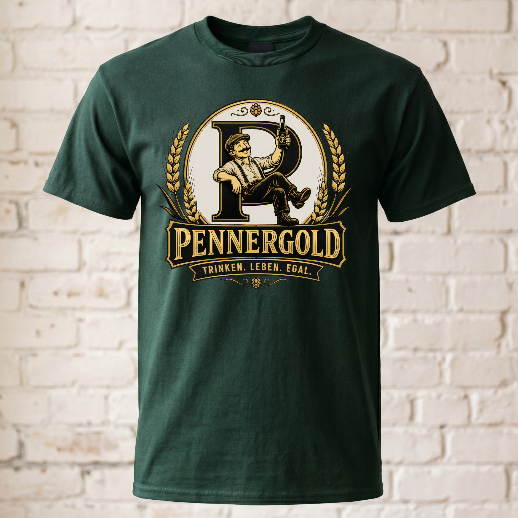 Pennergold T-Shirt Herren lustig Bier Trinken Leben Egal Funshirt Vintage Brauerei Party Geschenk
