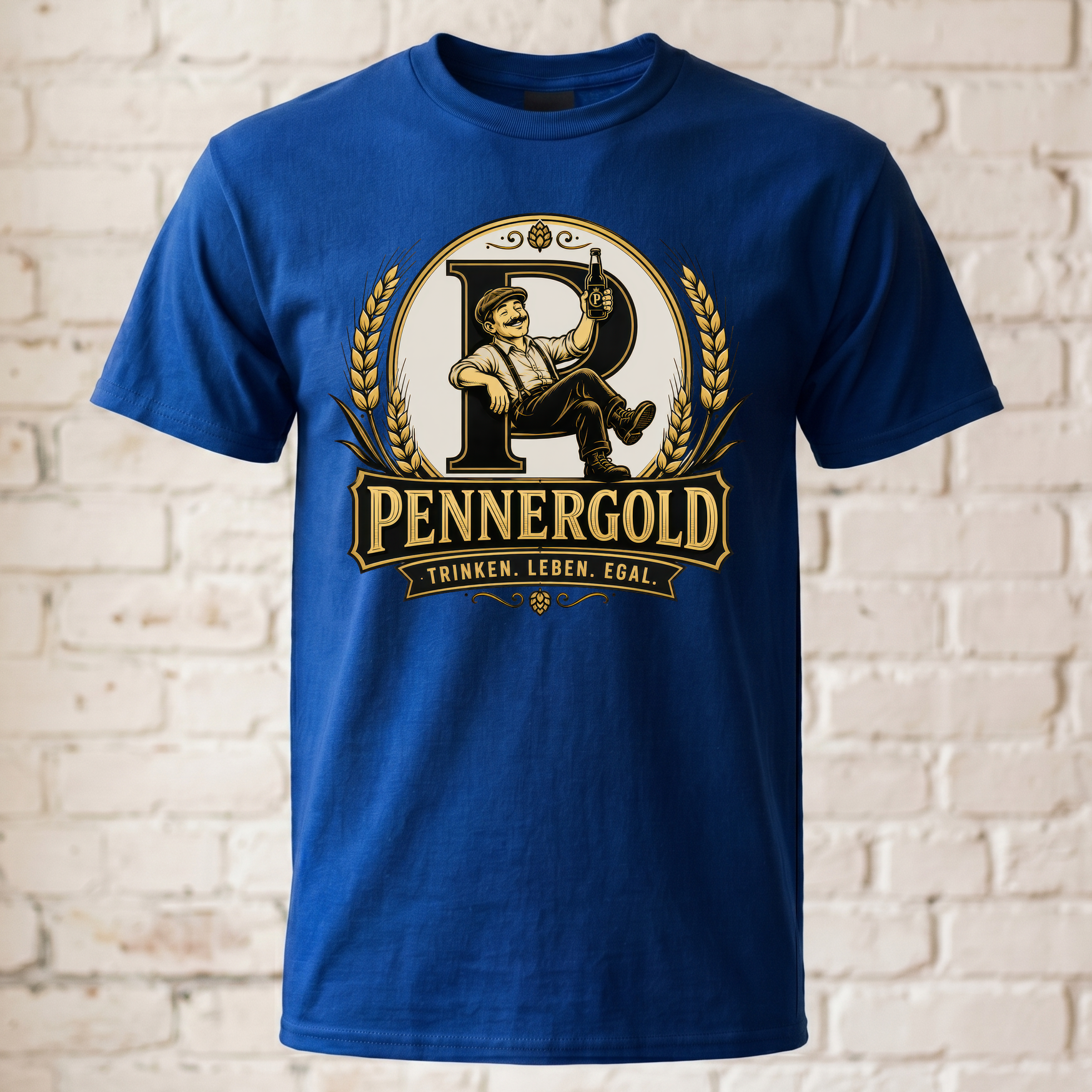 Pennergold T-Shirt Herren lustig Bier Trinken Leben Egal Funshirt Vintage Brauerei Party Geschenk