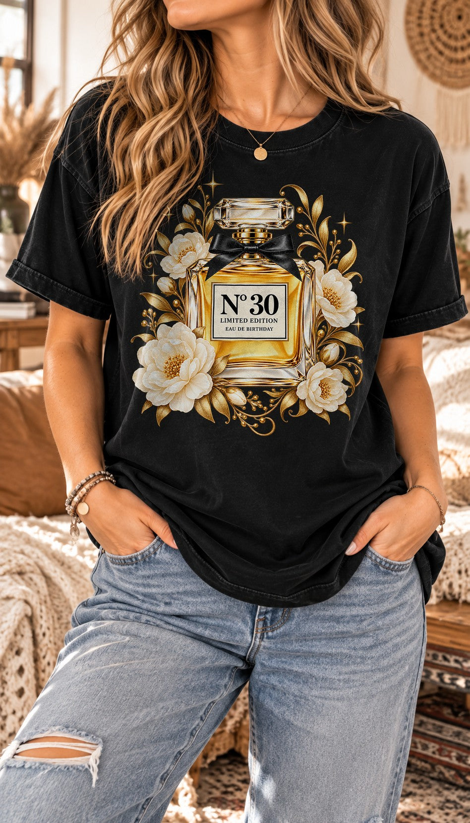 Personalisierbares Birthday Parfum T-Shirt Damen mit Alter - elegantes Geburtstagsshirt Limited Edition Look