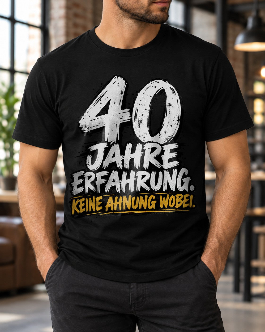 40 años de experiencia No tengo ni idea De qué Camiseta de hombre Divertida Cumpleaños 40 Regalo para hombres Camiseta con frase Negra