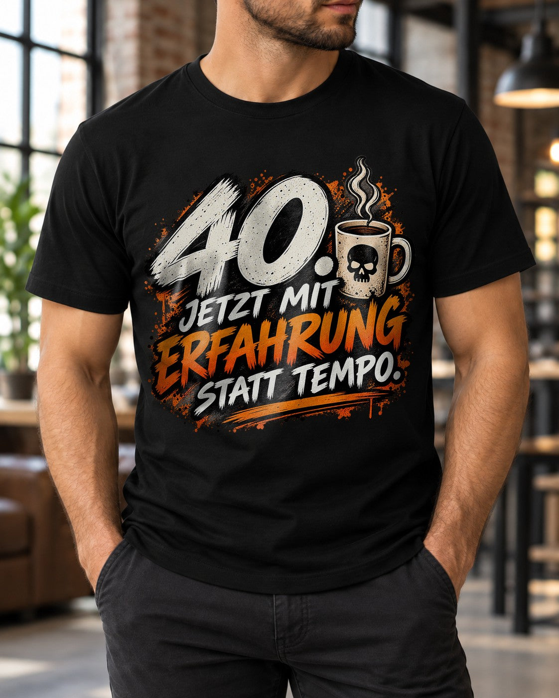 40. Jetzt mit Erfahrung statt Tempo T-Shirt Herren, lustiges 40 Geburtstag Shirt, Geschenk zum Vierzigsten